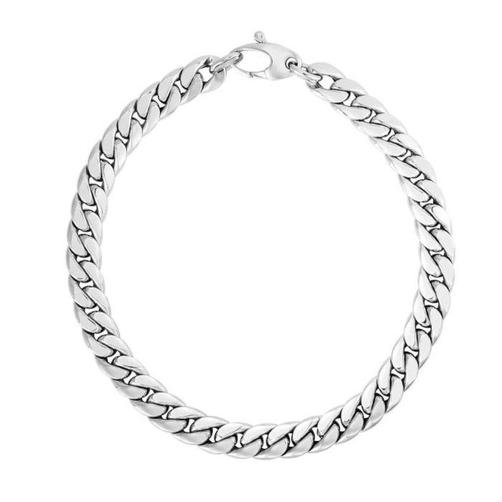 14K White Gold Classic Cuban Link Bracelet